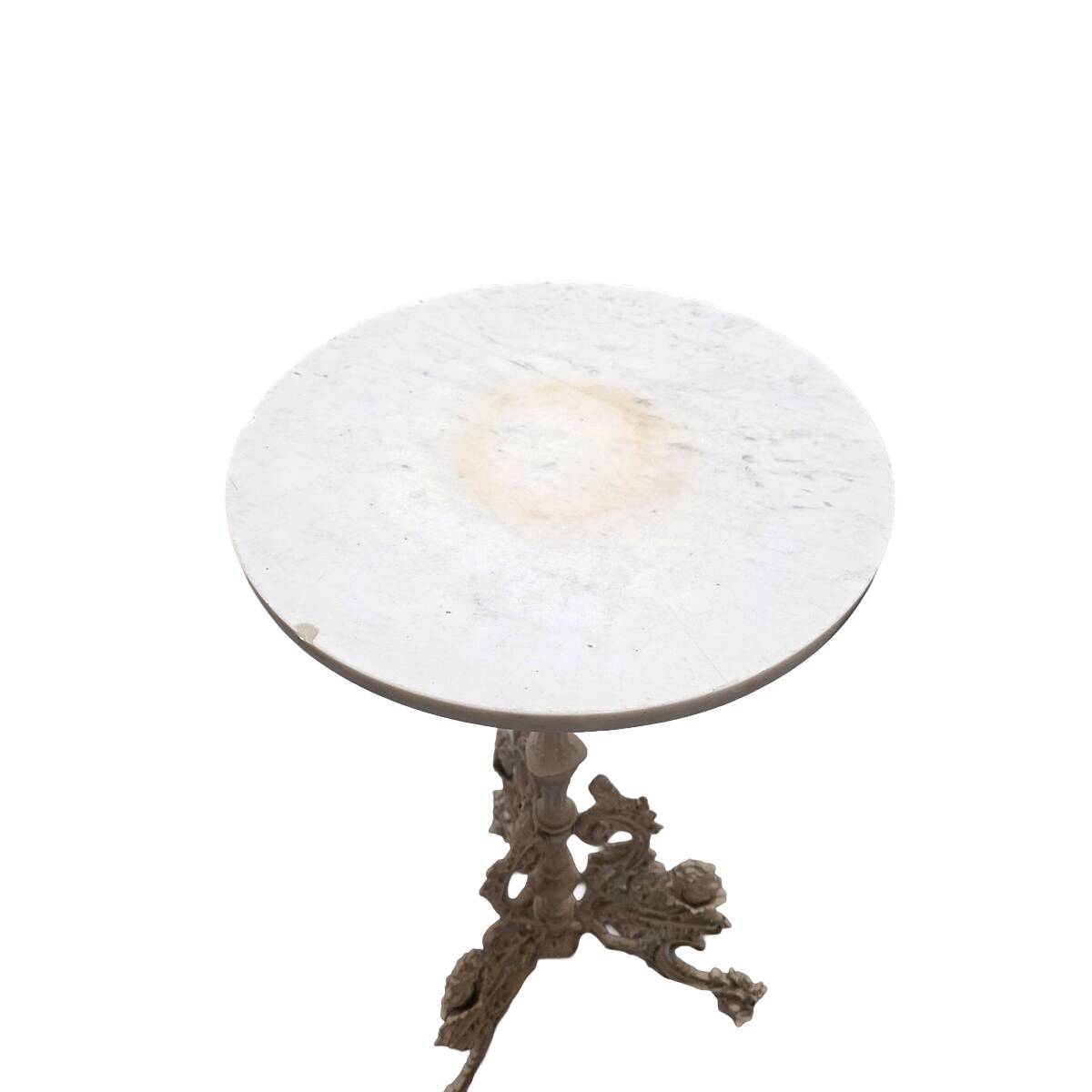 Antique French Cast Iron Side Table with marble top, circa 1890