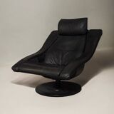 Mid-century armchair in black leather Nelo Sweden