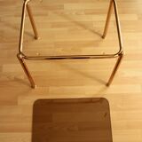 Space Age brass side table with smoked glass plate - Vintage