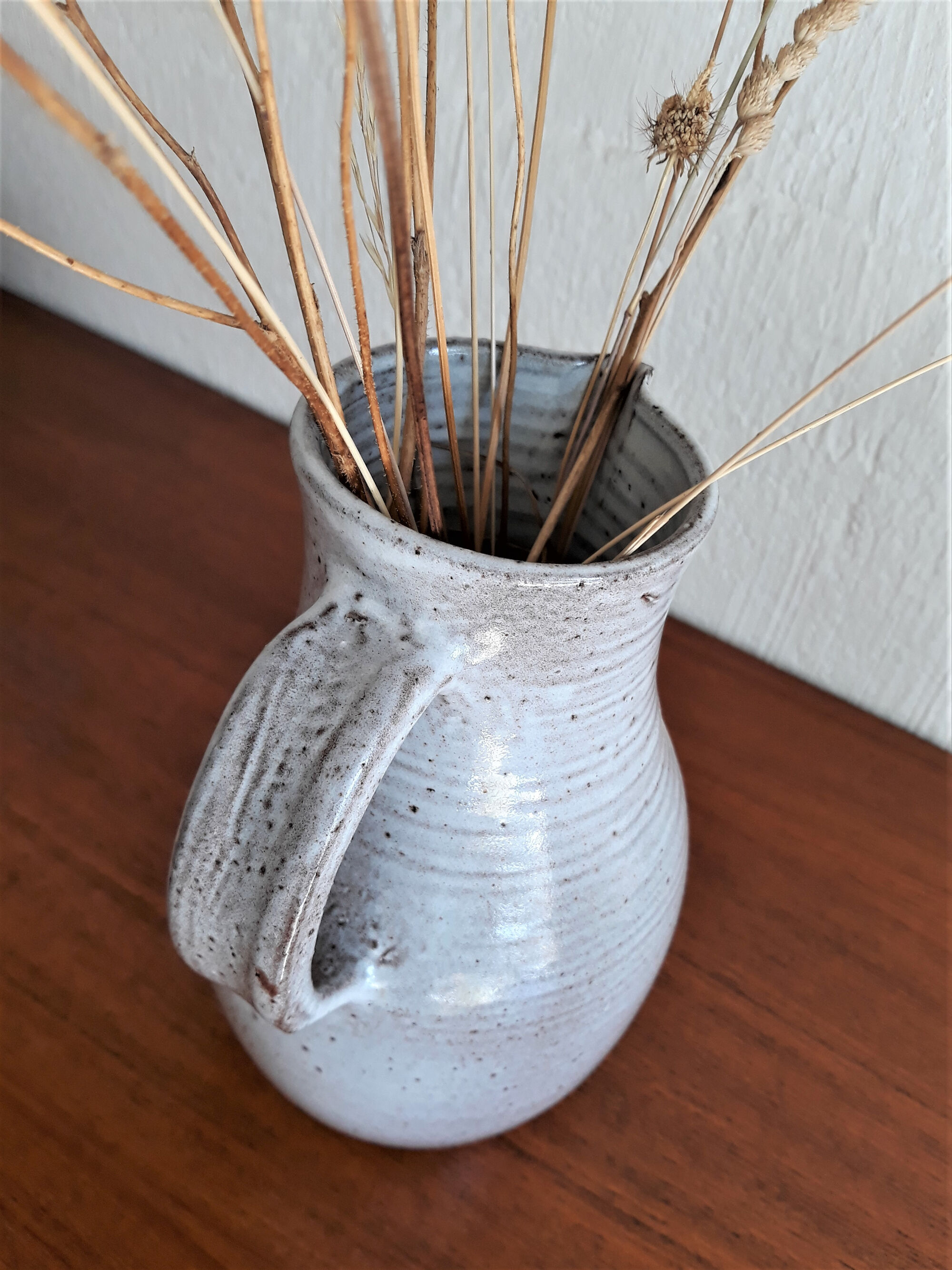 Vintage ceramic pitcher Jeanne and Norbert Pierlot glazed sandstone 1950