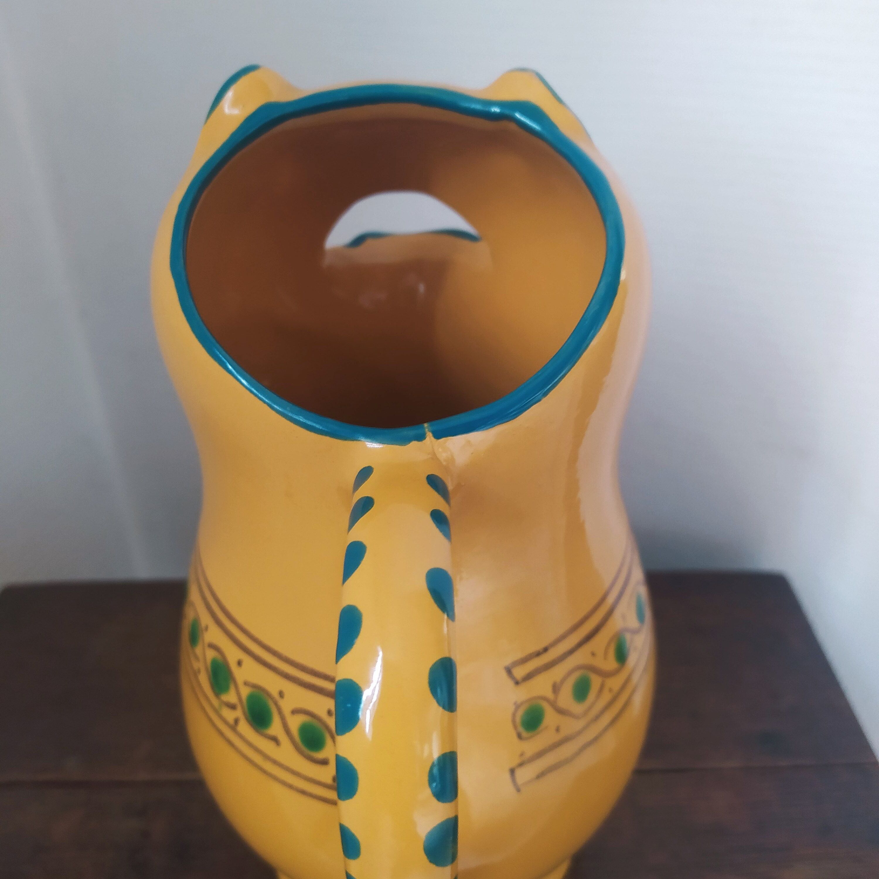 Provencal ceramic pitcher cat-shaped