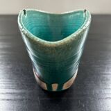 Fan vase in turquoise raku