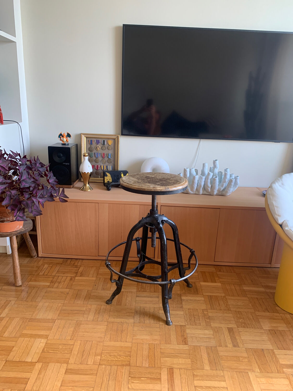 Vintage industrial screw stool