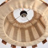Suspension en toile de jute et bois 1970 vintage