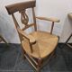 Pair of antique lyre-shaped armchairs – woven straw seats