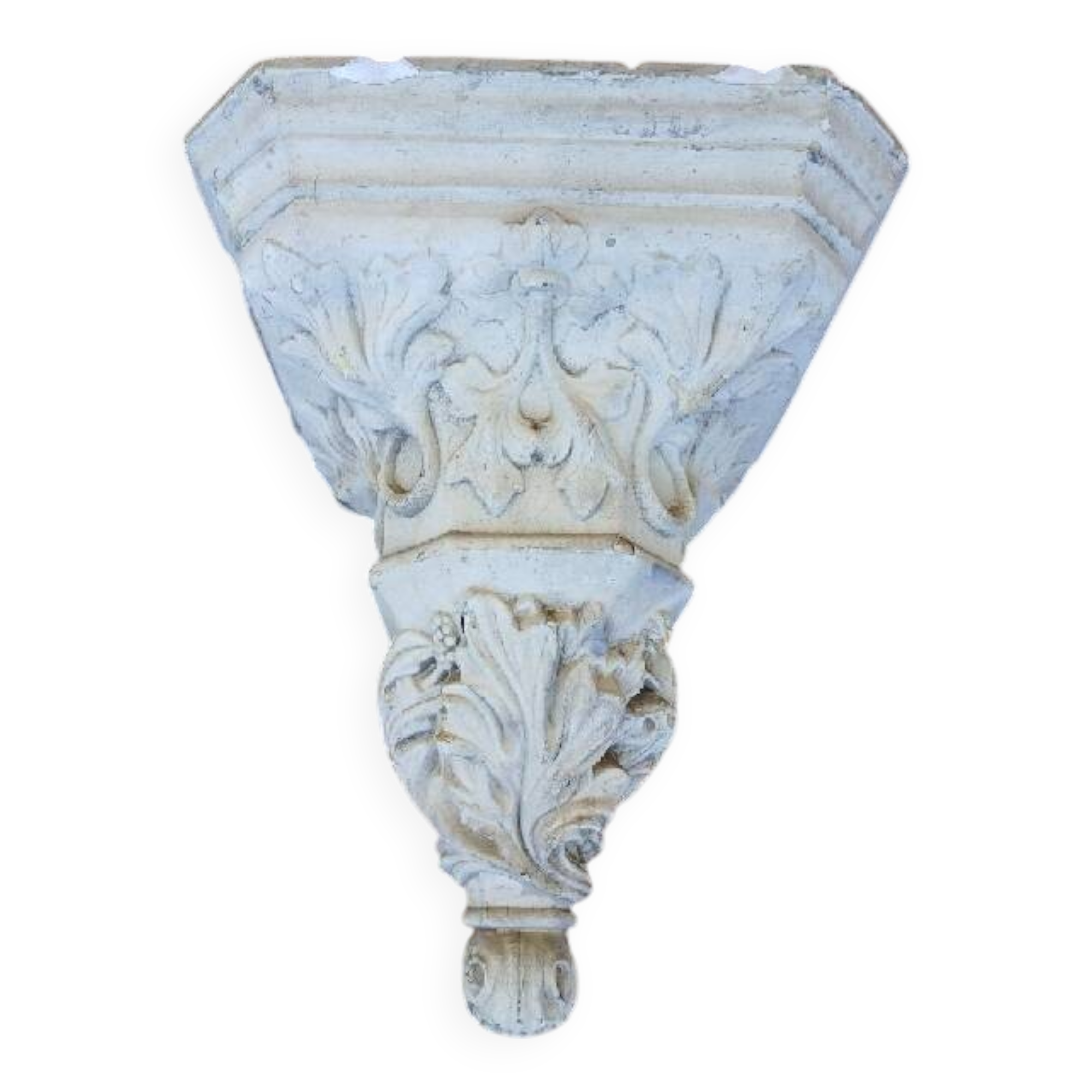 Stand, corbel, wall console in stucco with leaf ornament