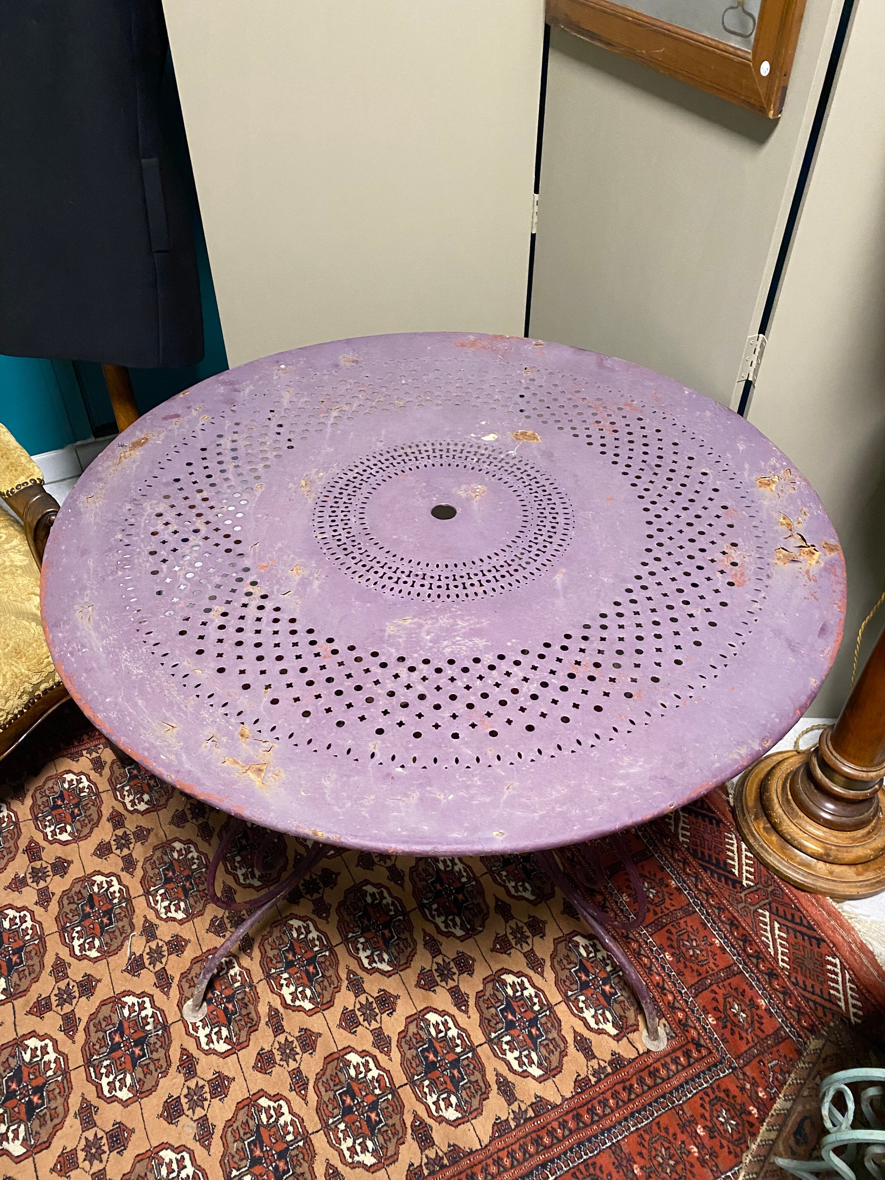 Purple wrought iron garden table