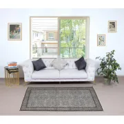 Vintage Handmade Wool Rug. Gray Turkish Area Rug for Modern Home and office