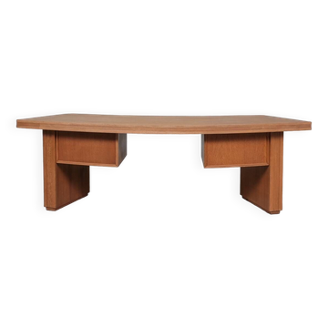 Mid-Century Oak Curved French Desk