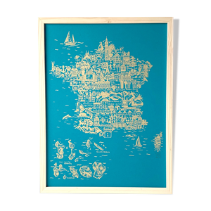 La France sérigraphie turquoise
