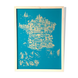 France turquoise & gold screen printing
