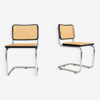 Ensemble de deux chaises modernes Marcel Breuer B32 Cesca du milieu du siècle, Italie Années 1970