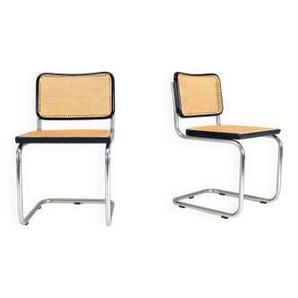 Ensemble de deux chaises modernes Marcel Breuer B32 Cesca du milieu du siècle, Italie Années 1970