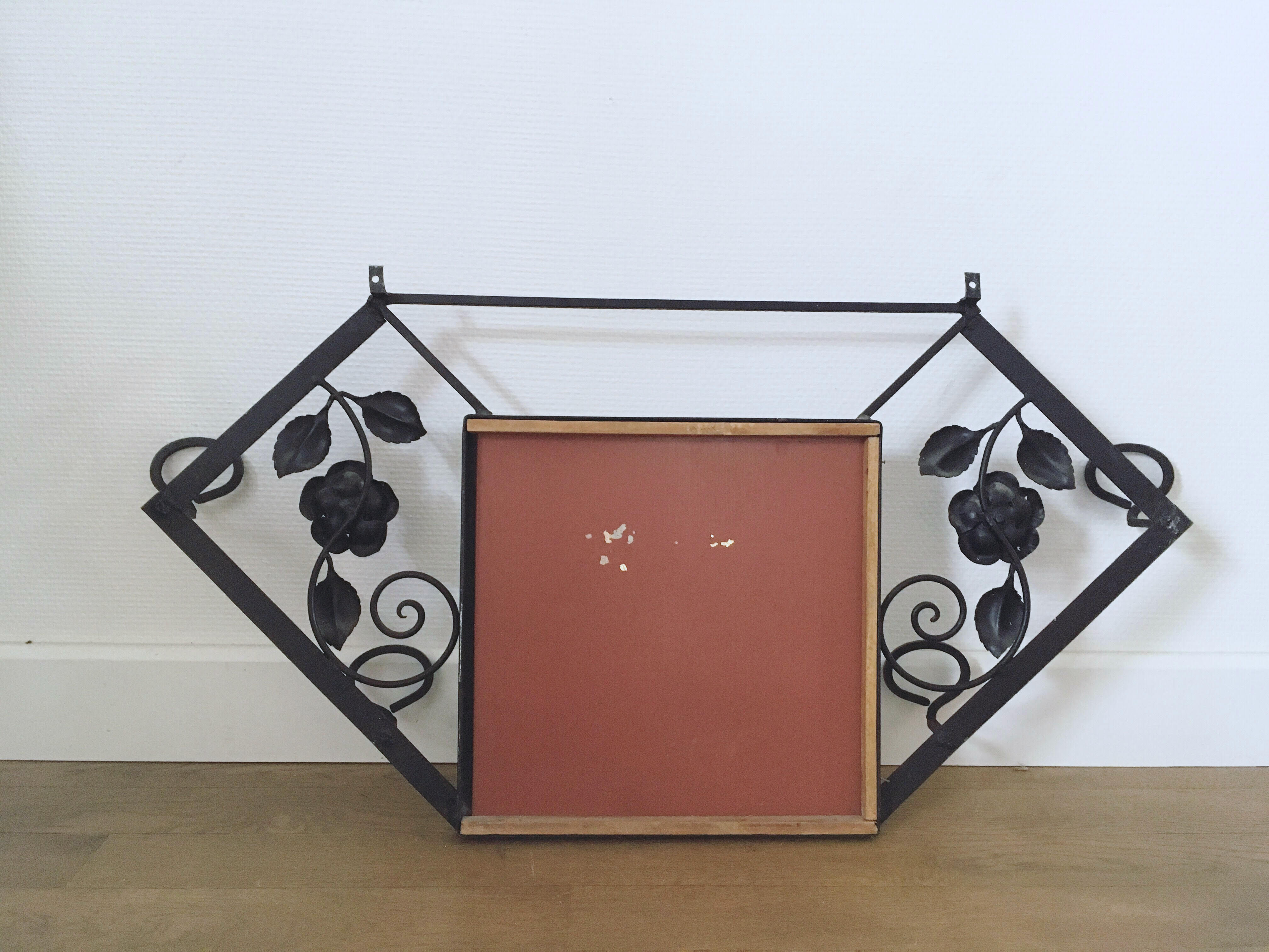 Wrought iron art deco wall coat rack