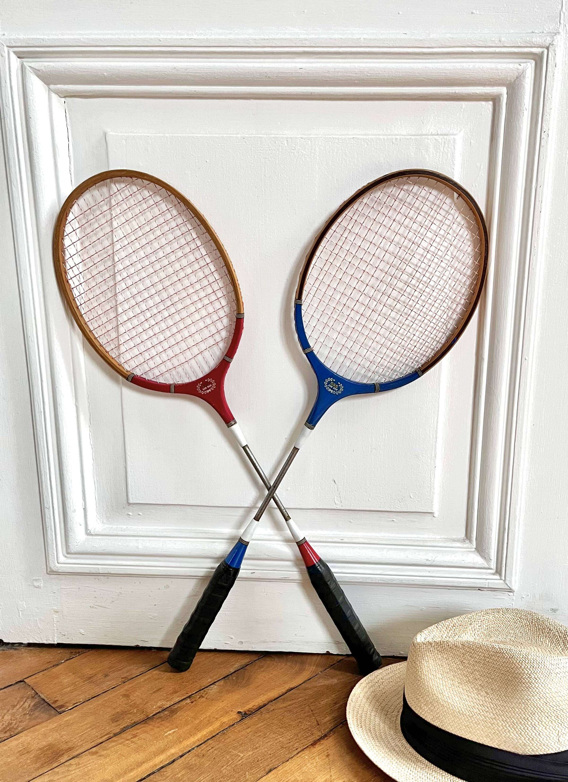 Vintage wooden badminton rackets
