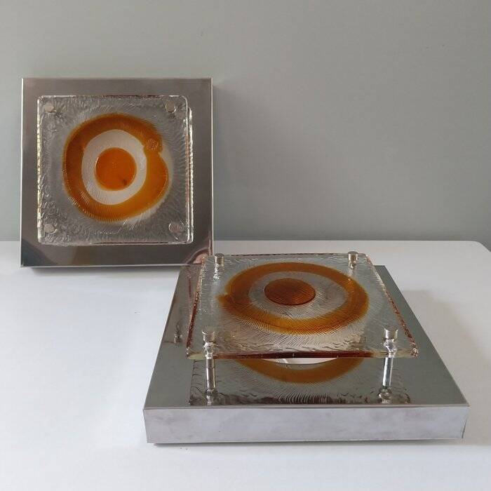 Pair of Italian Mazzega glass wall lights