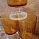 Lot of 6 Luminarc France 70'S amber white wine glasses