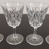 Set de 4 verres à pied à eau en cristal ciselé vintage