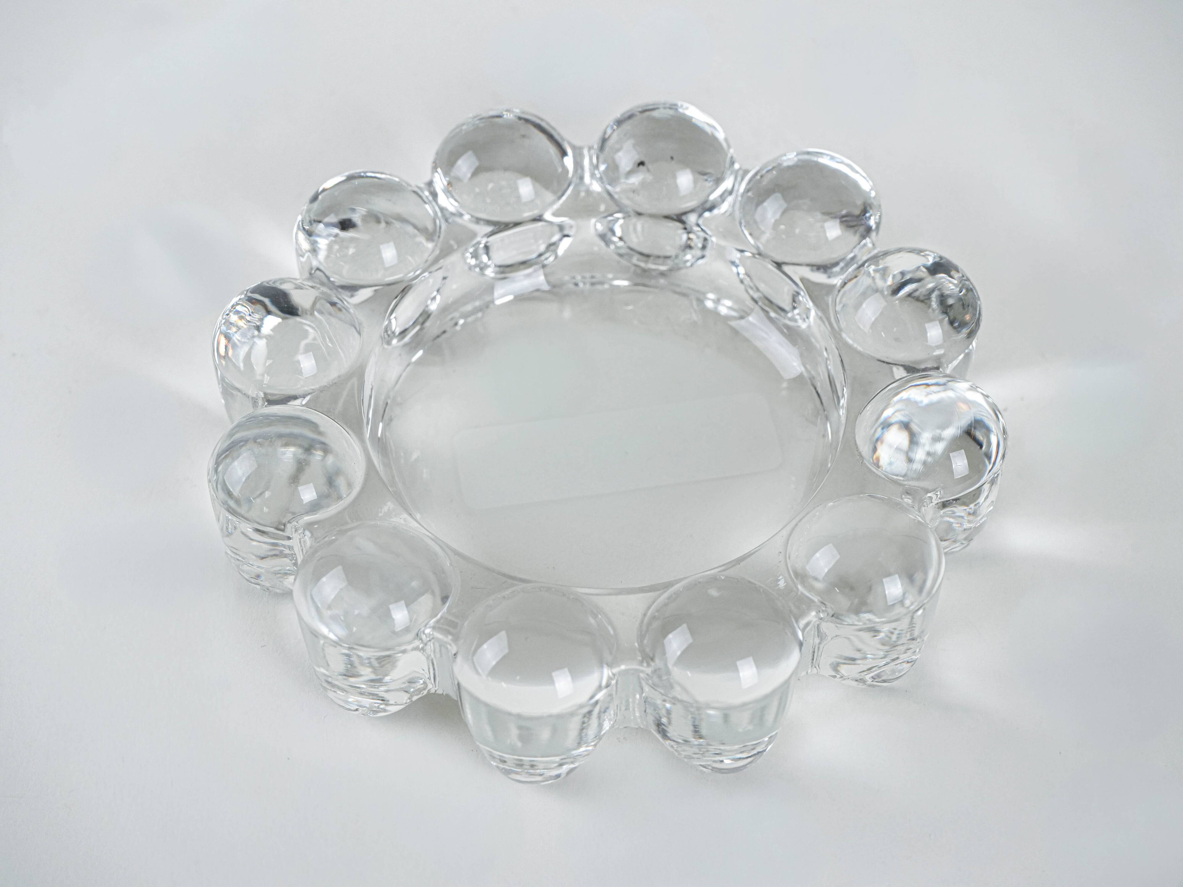 Glass candle holder, Danish design, 1970s, made in