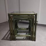 Vintage nesting table, green color
