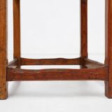 Vintage square wooden stool with handle, Belgium ca. 1920