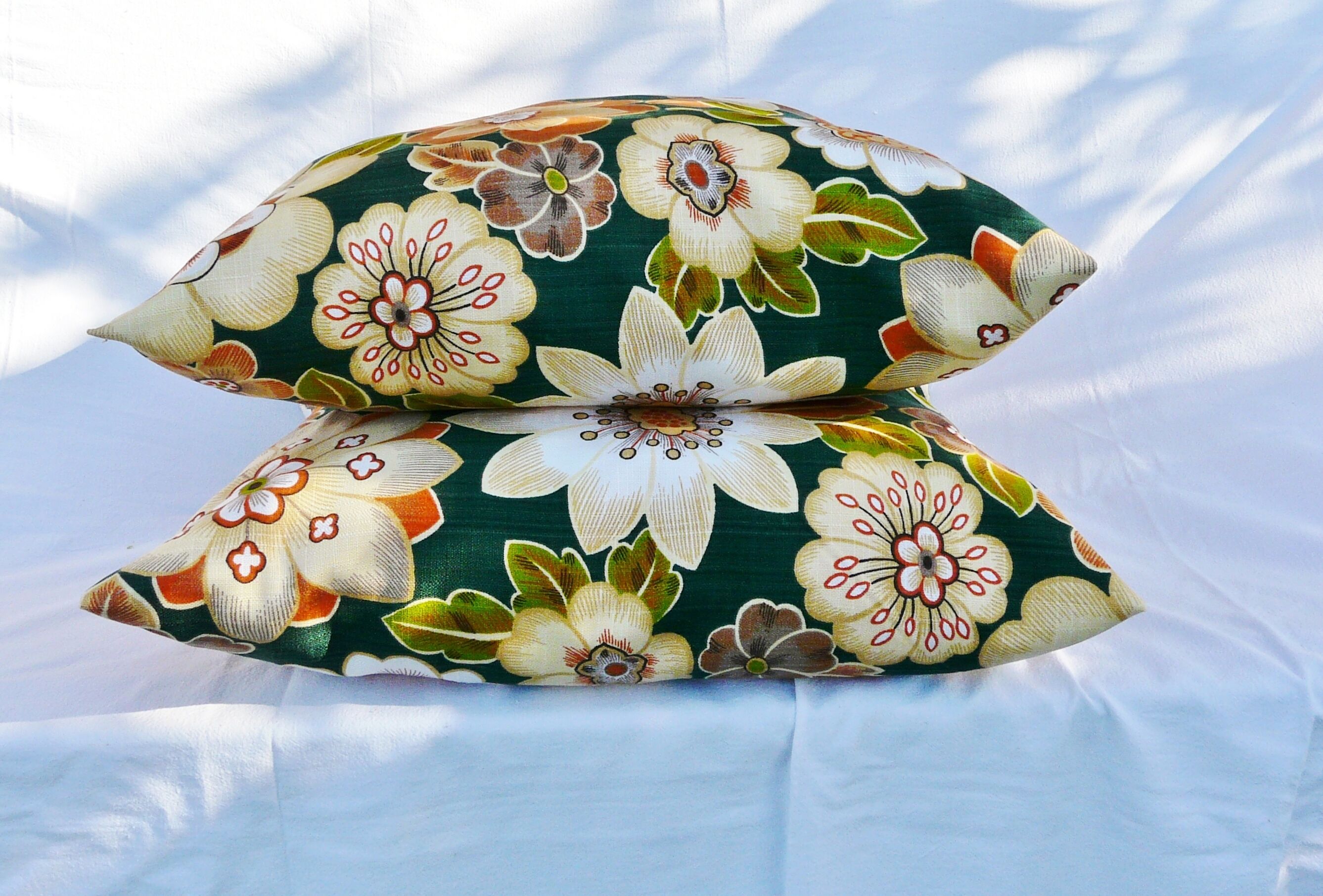 Pair of flowery vintage cushions