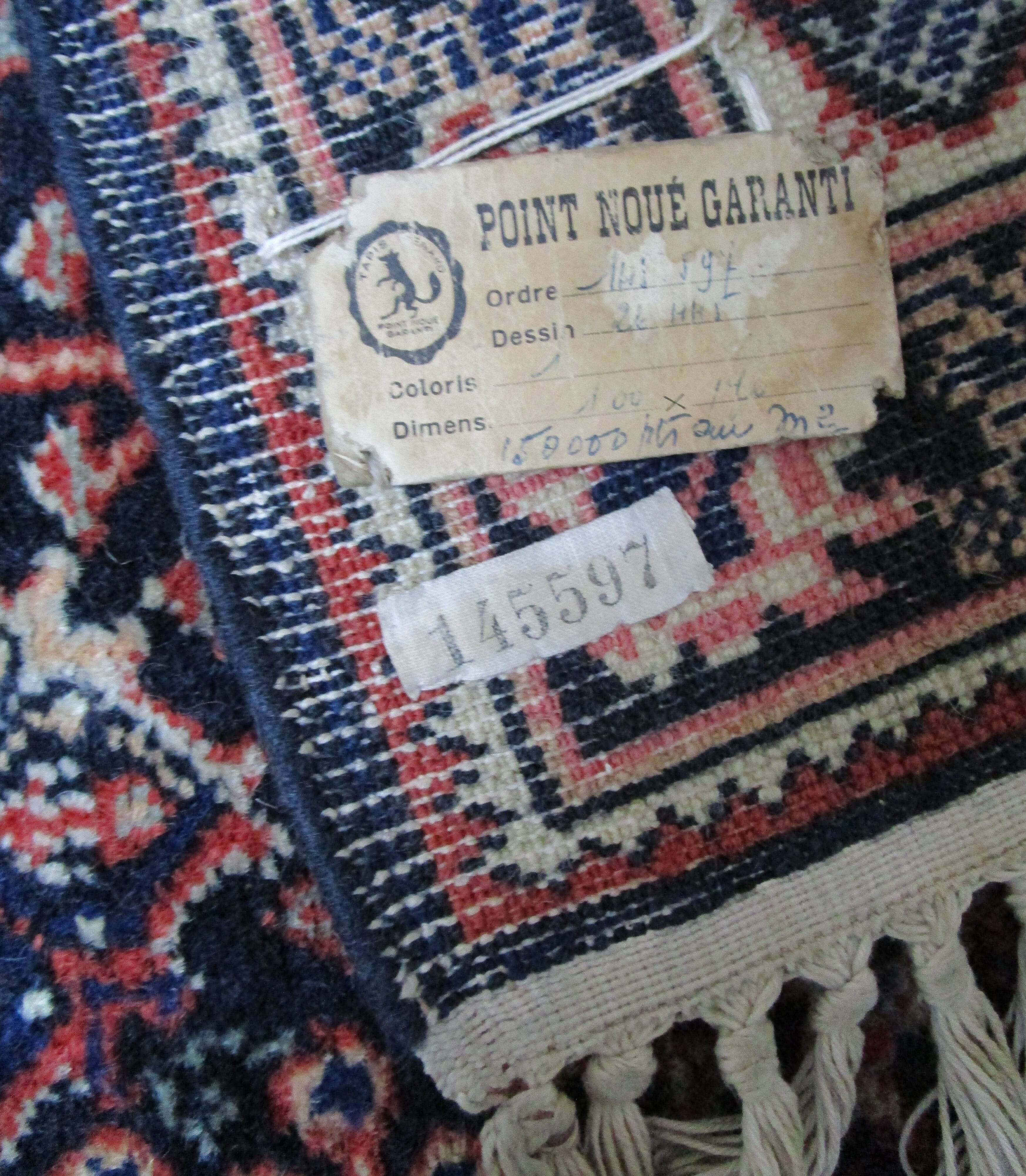 Vintage blue carpet in wool tied 102 x 170 cm