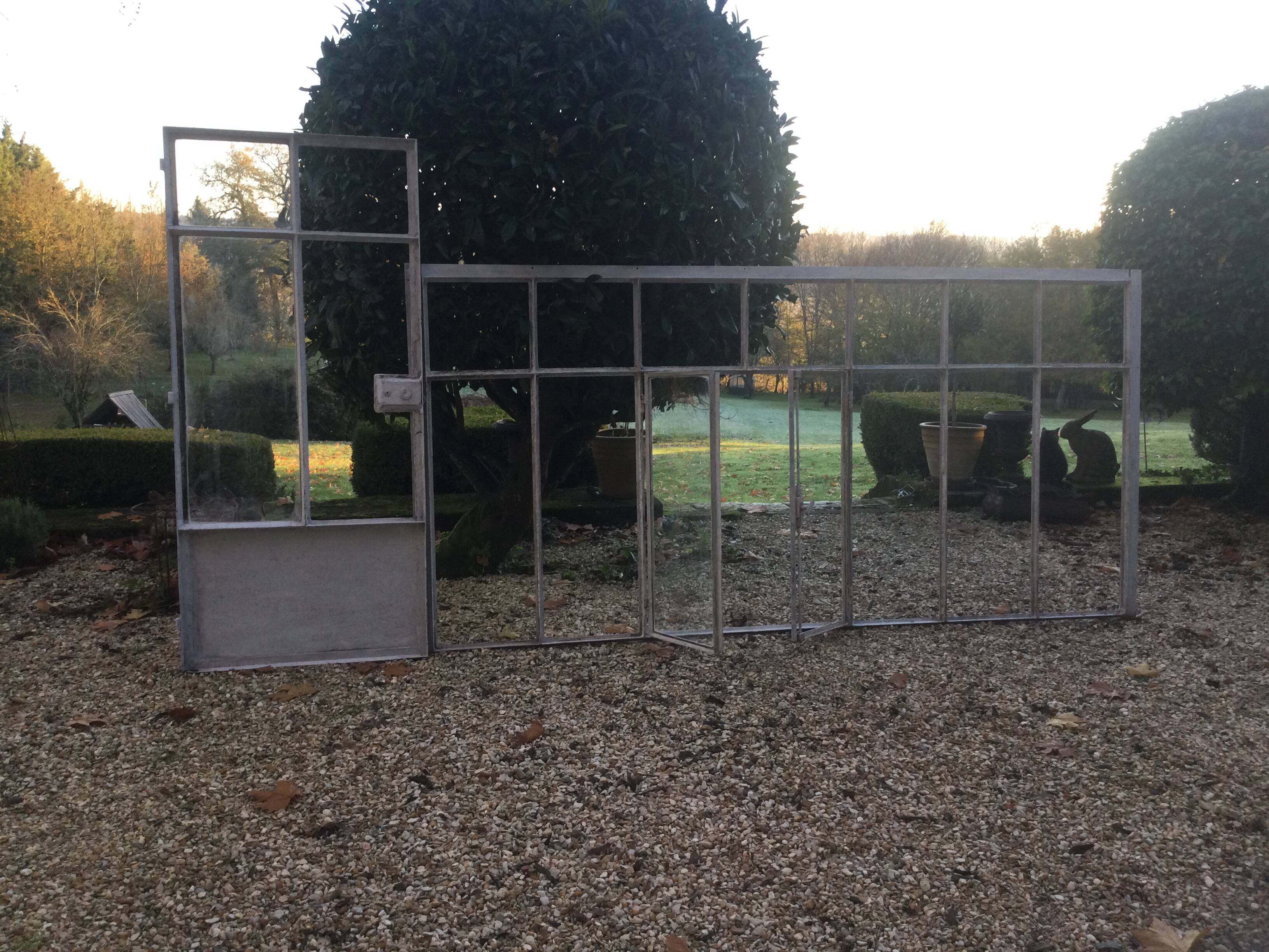 Old glass roof with door and window