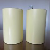 Pair of pale yellow lacquered metal "pipe" ceiling lights from the 80s