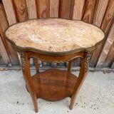 Guéridon ancien Louis XV – marbre rosé et laiton doré – fin XIXᵉ siècle
