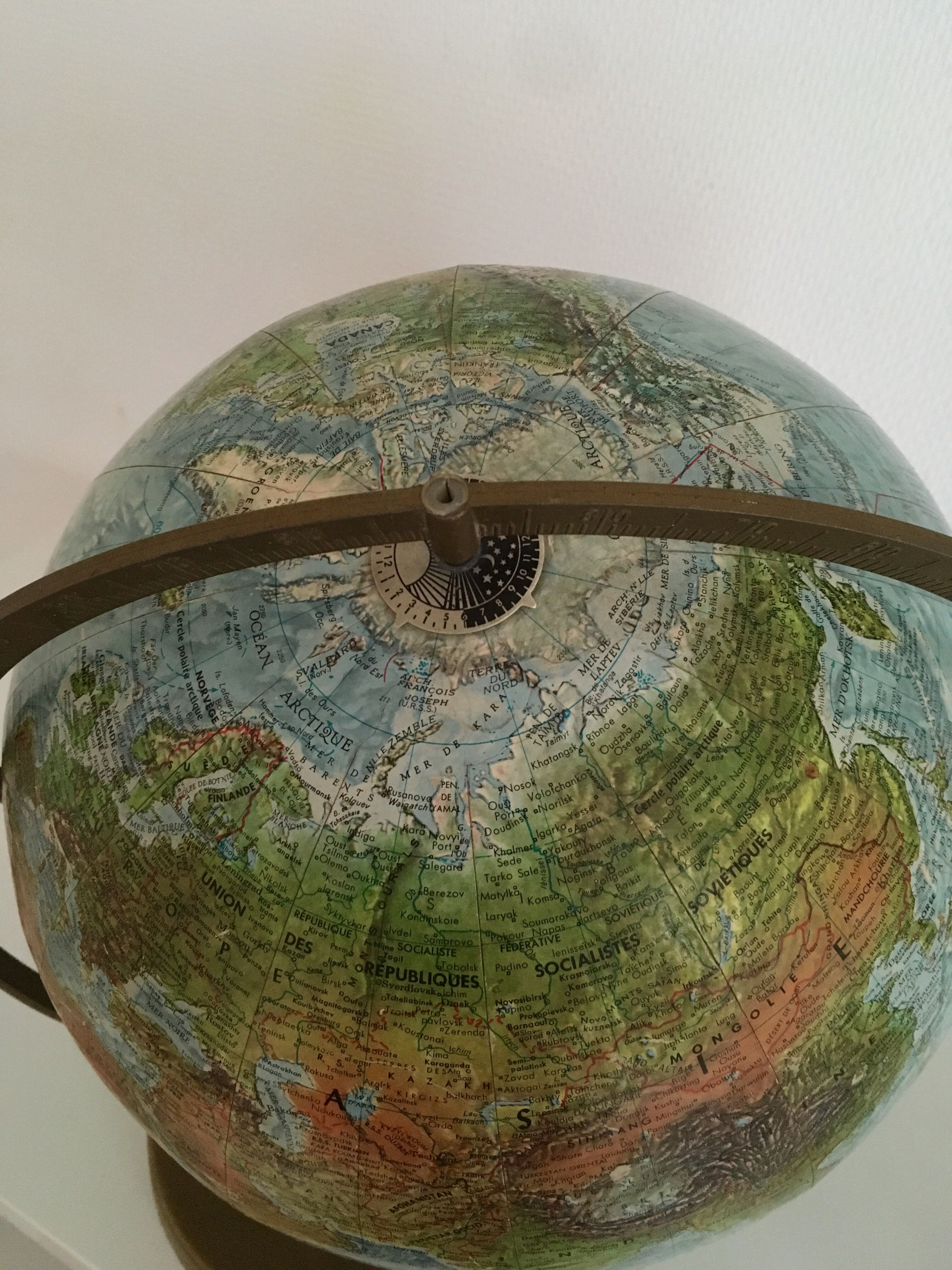 Terrestrial globe in relief - scan-globe c/o - Denmark, circa 1960