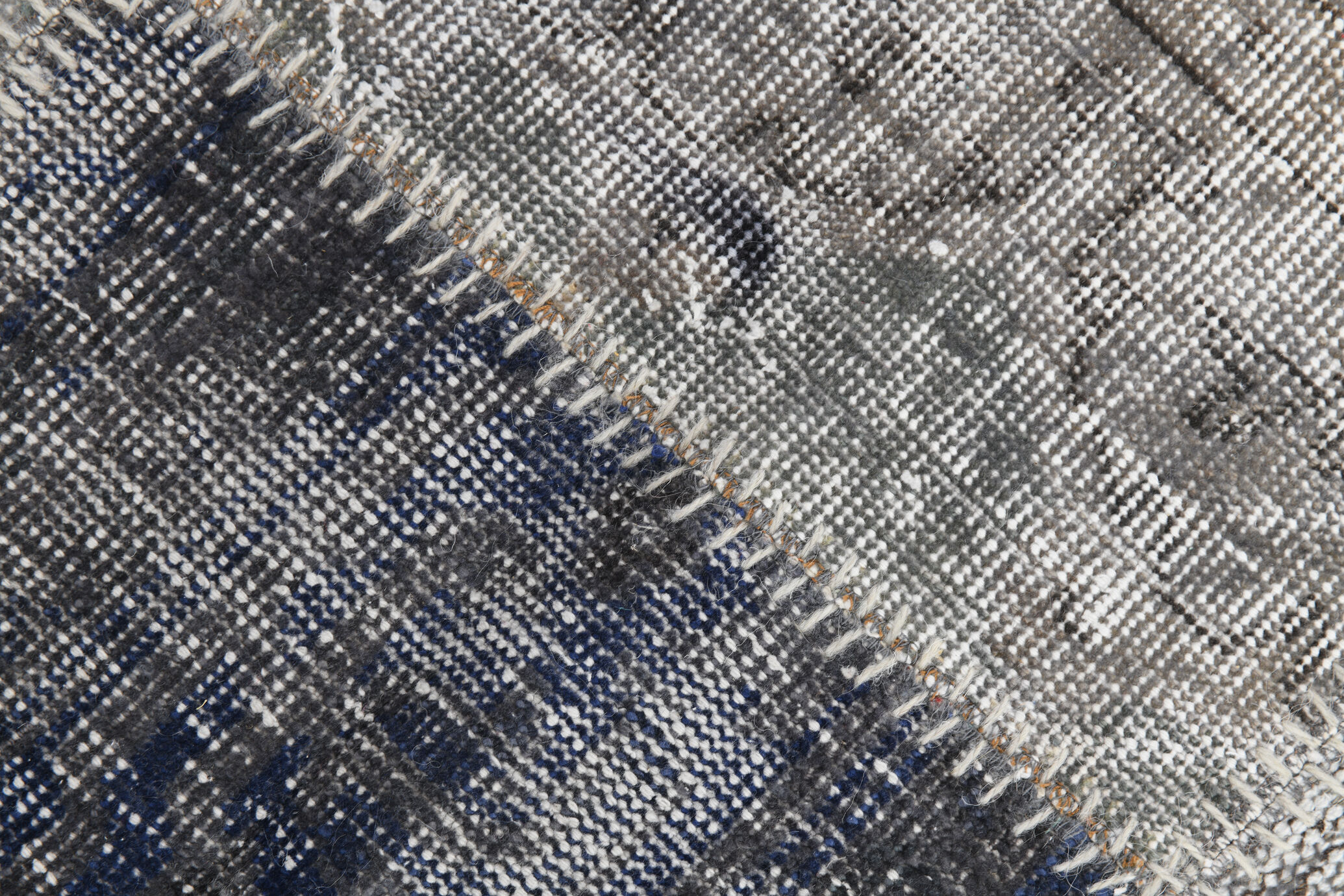 Gray tones turkish patchwork rug 308x201cm