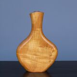 Maple Wood and Glass Sculptural Vase, 1980