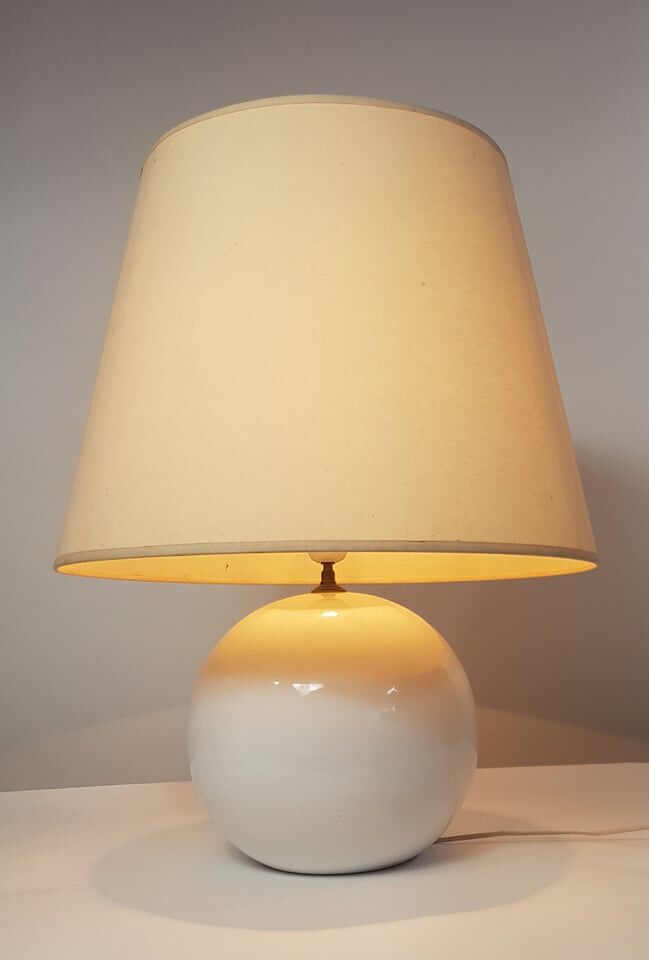 white ceramic ball lamp XXth century