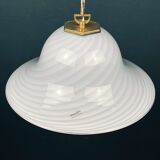 Vintage blue swirl murano pendant lamp Venice glass Italy 1980s