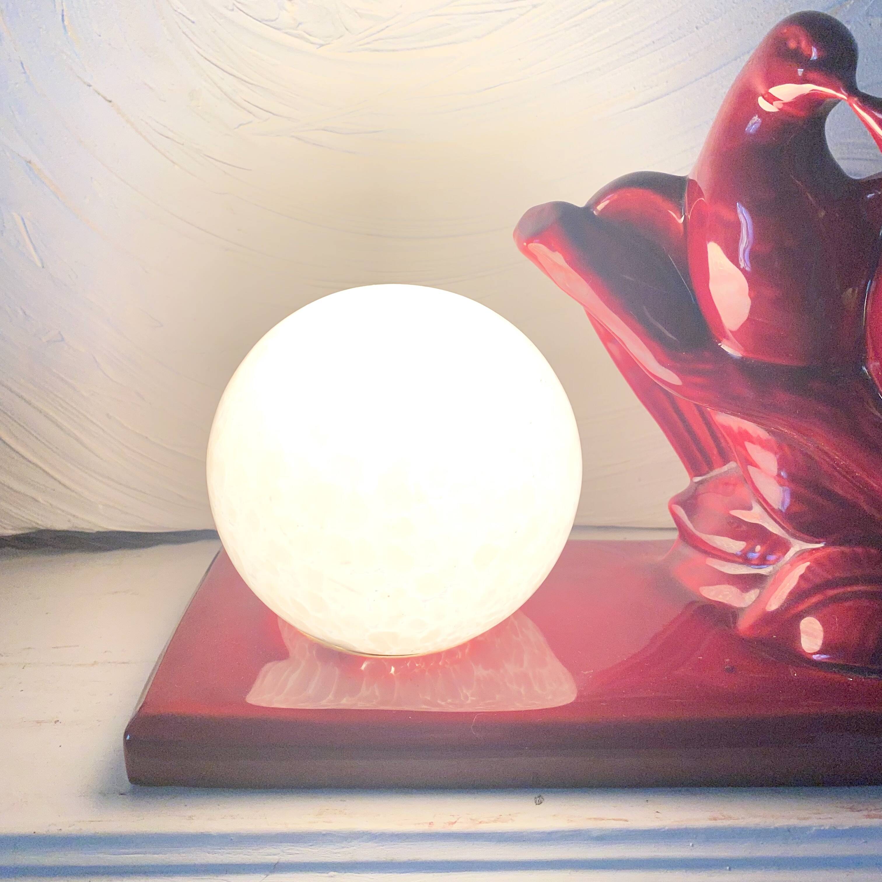 Ceramic night light with pigeons from the 1940s-50s.