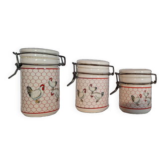 Trio vintage ceramic jars