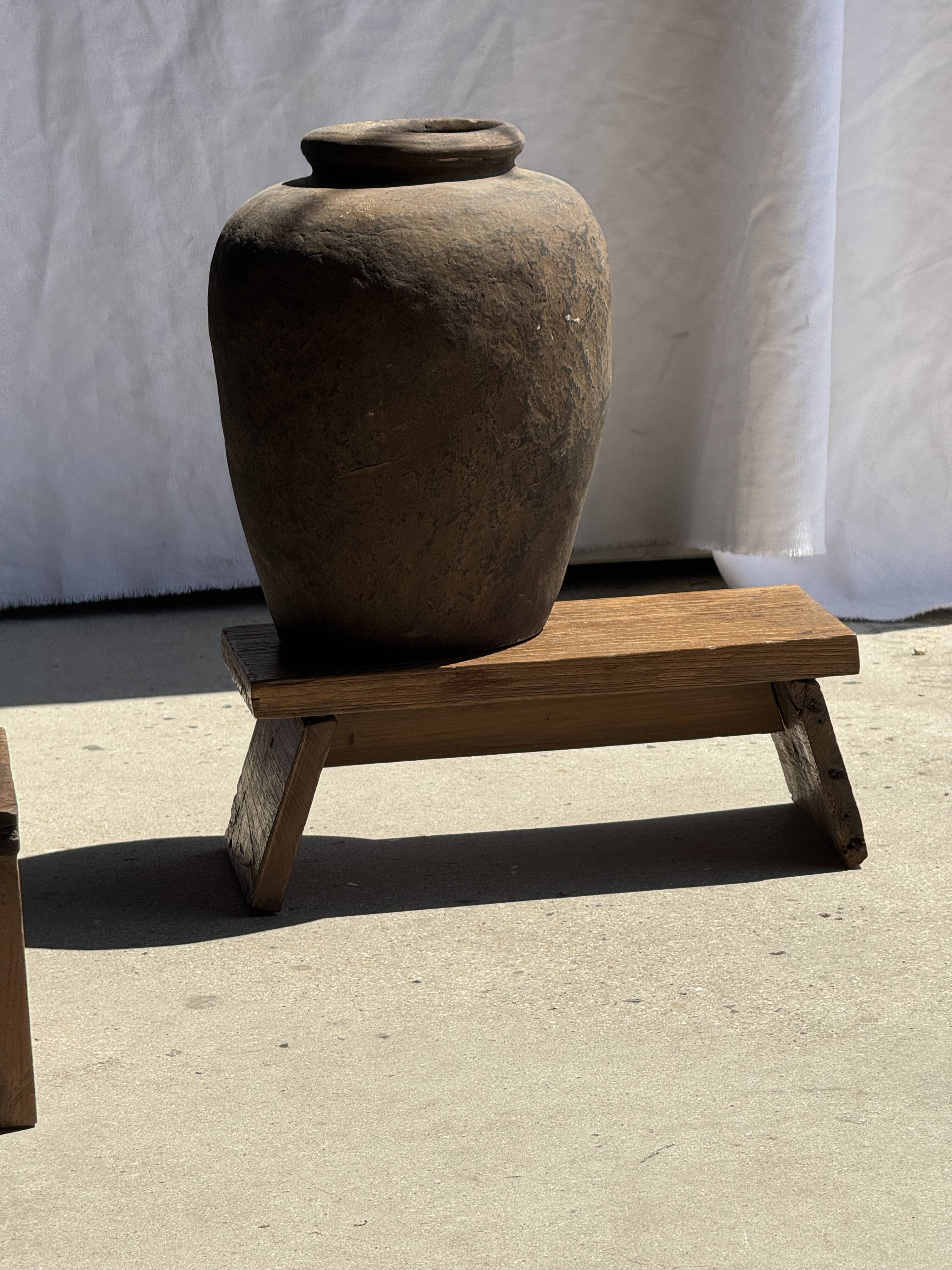 Small low bench in old teak from Indonesia H16 L39