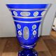 Large blue enamelled glass chalice (Bohemian glass 20th century)