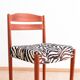 Danish teak dining chairs with zebra print from Boltinge Stølefabrik