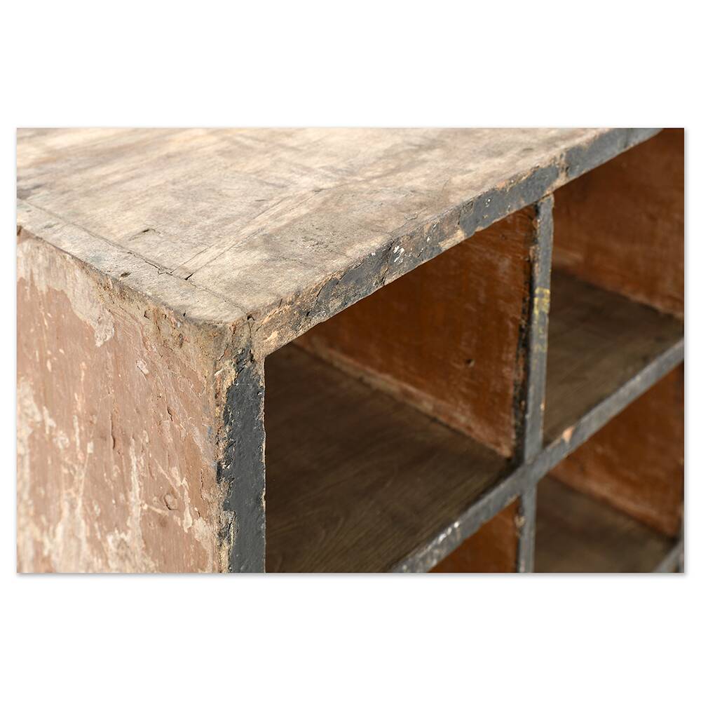 32-compartment wooden workshop cabinet