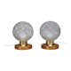 Pair of mid-century glass and wood table lamps, Czechoslovakia, 1970s