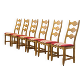 Vintage 1960s Danish brutalist ladderback oak chairs in the style of Kjærnulf