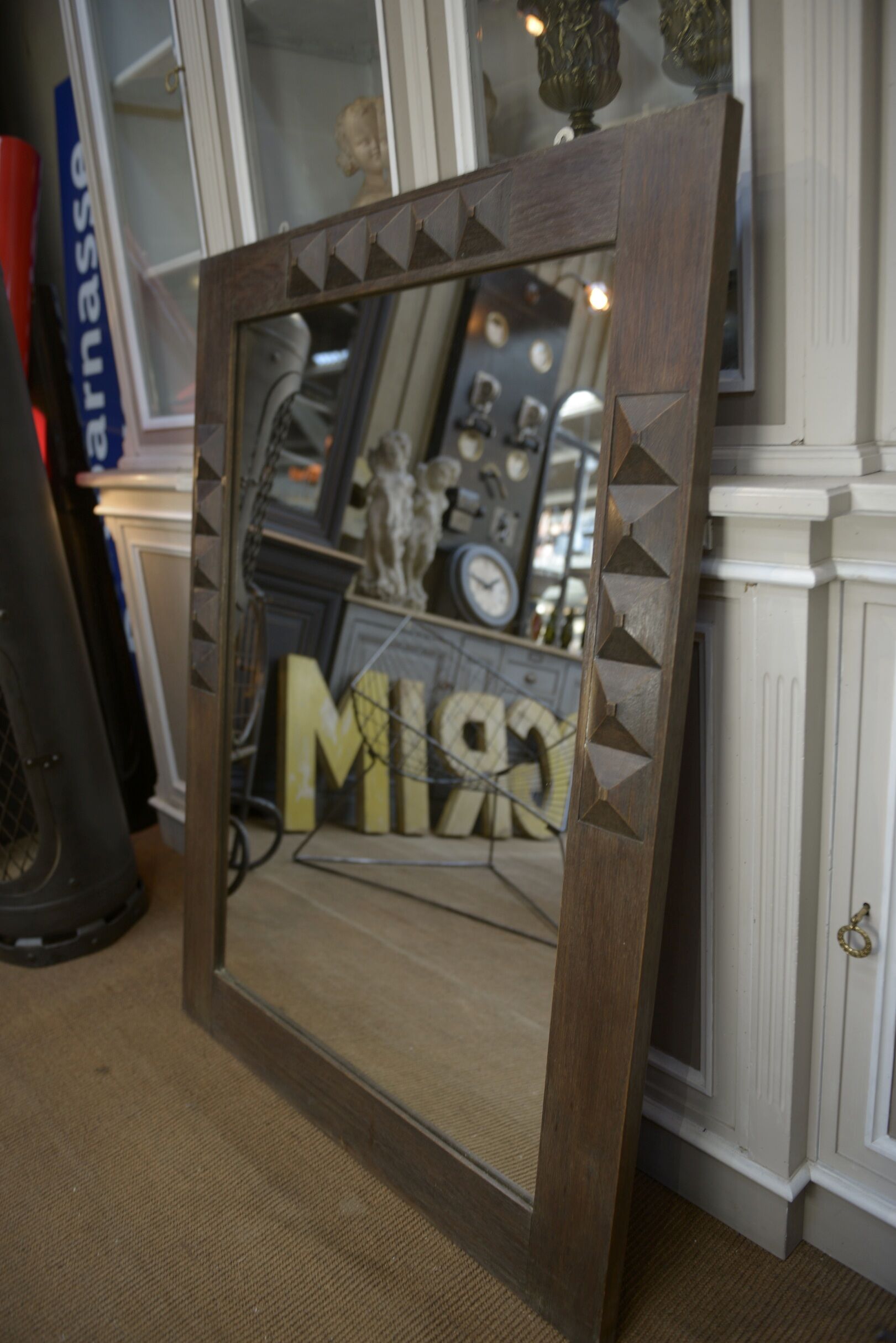 Miroir en chêne massif 1950