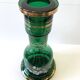 Unusual Large Vase/Candle Holder, Thick Glass, Fir Green, Decorative Carafe/Pitcher