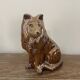 Vintage brown handmade ceramic Collie dog figurine decoration.