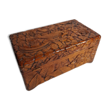 Old wooden box carved in Dodin around 1950 decorated with Phoenix