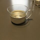 Glass and silver metal cups