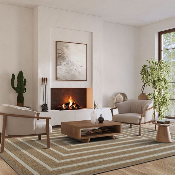 Geometric patterned jute rug 190x290 cm