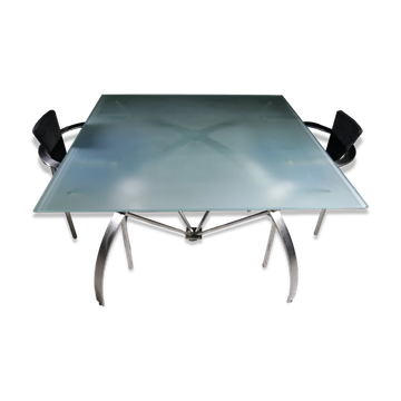 Table à manger Belgo Chrom, plateau en verre
